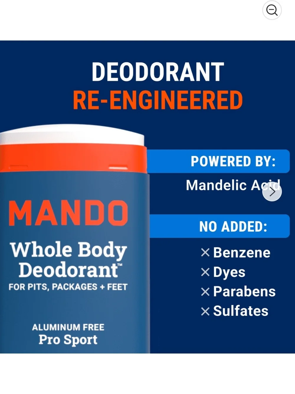 Mando Pro Sport Whole Body Deodorant Stick 2.65 oz + Spray 4.3 oz Aluminum-Free